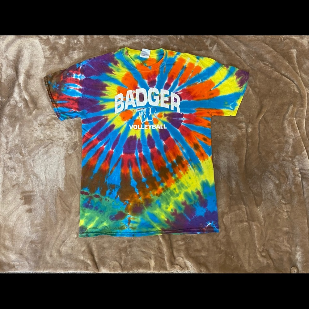 Wisconsin badger volleyball tie dye tee